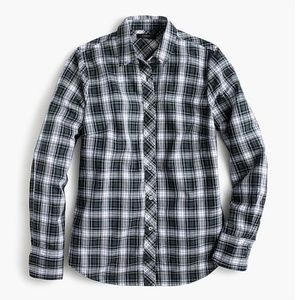 J. Crew Perfect shirt in Green Tartan Forest Multi